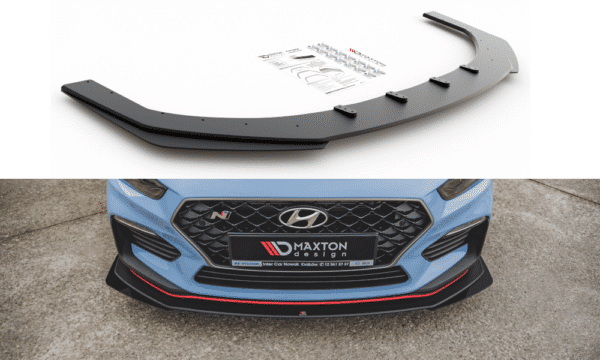 MAXTON DESIGN - Racing Durability Spoiler pod Predný náraznik   + Splitre Hyundai I30 N Mk3 Hatchback / Fastback , Black + Gloss Flaps