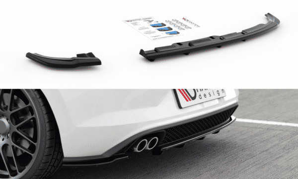 MAXTON DESIGN - Stredový spoiler pod zadný náraznik (with vertical bars) VW Polo 6 GTI Mk6 , Čierny lesk