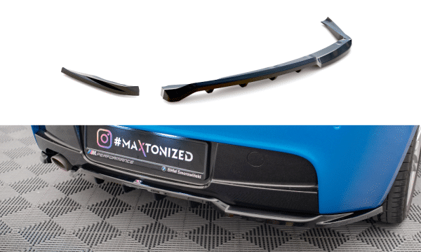 MAXTON DESIGN - Stredový spoiler pod zadný náraznik BMW 1 M-PACK E87 FACELIFT, Čierny lesk