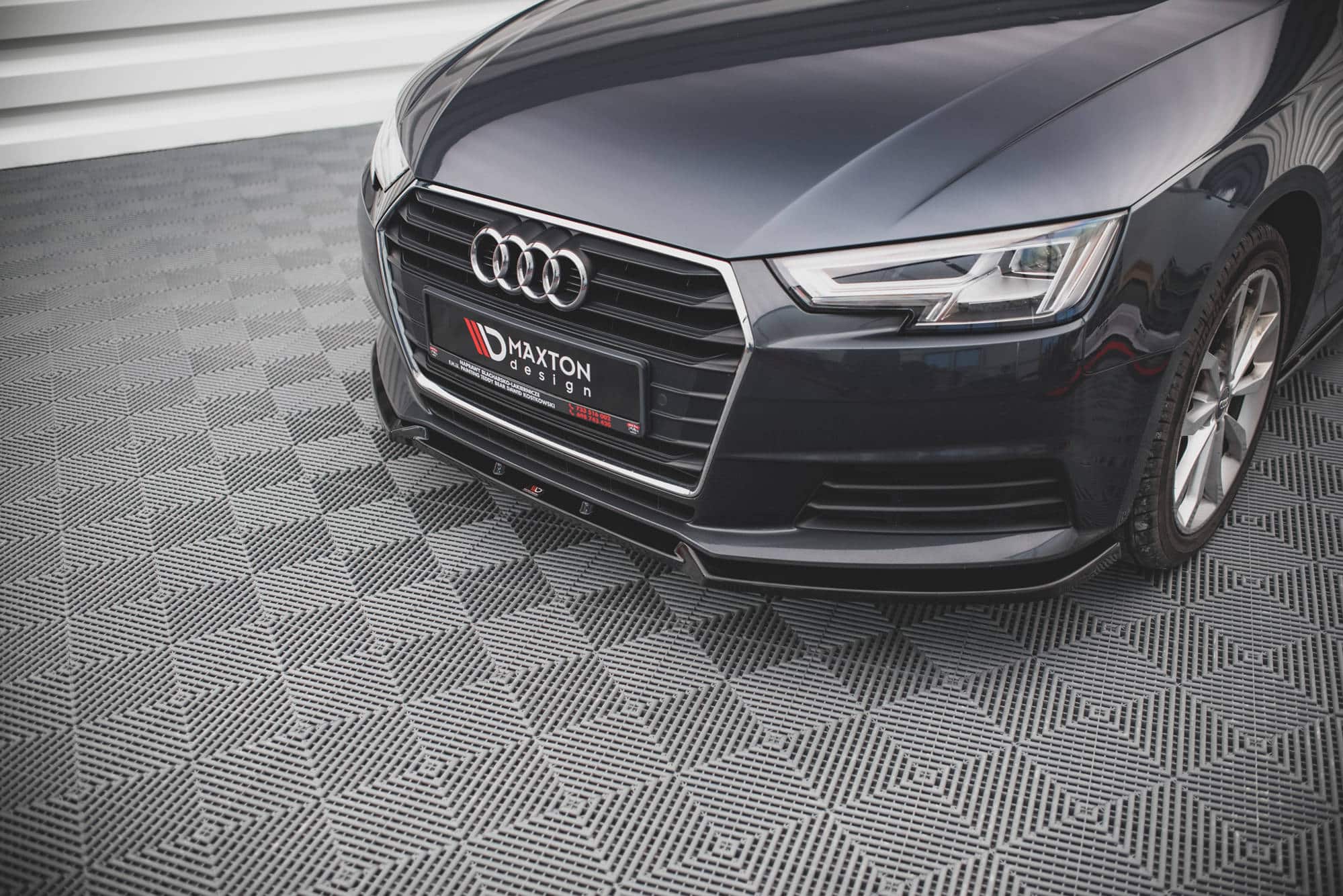 MAXTON DESIGN - Spoiler pod Predný náraznik V.1 Audi A4 B9 , Čierny lesk – Obrázok 3