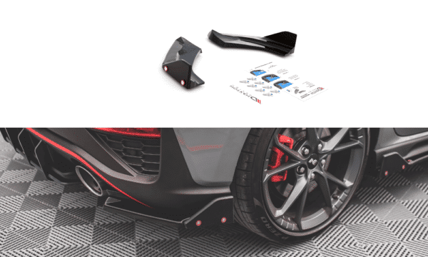 MAXTON DESIGN - Bočné difúzory zadného náraznika + Flaps V.1 Hyundai I30 N Hatchback Mk3 Facelift,Čierny lesk