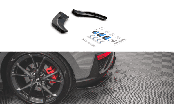 MAXTON DESIGN - Bočné difúzory zadného náraznika V.2 Hyundai I30 N Hatchback Mk3 Facelift,Čierny lesk