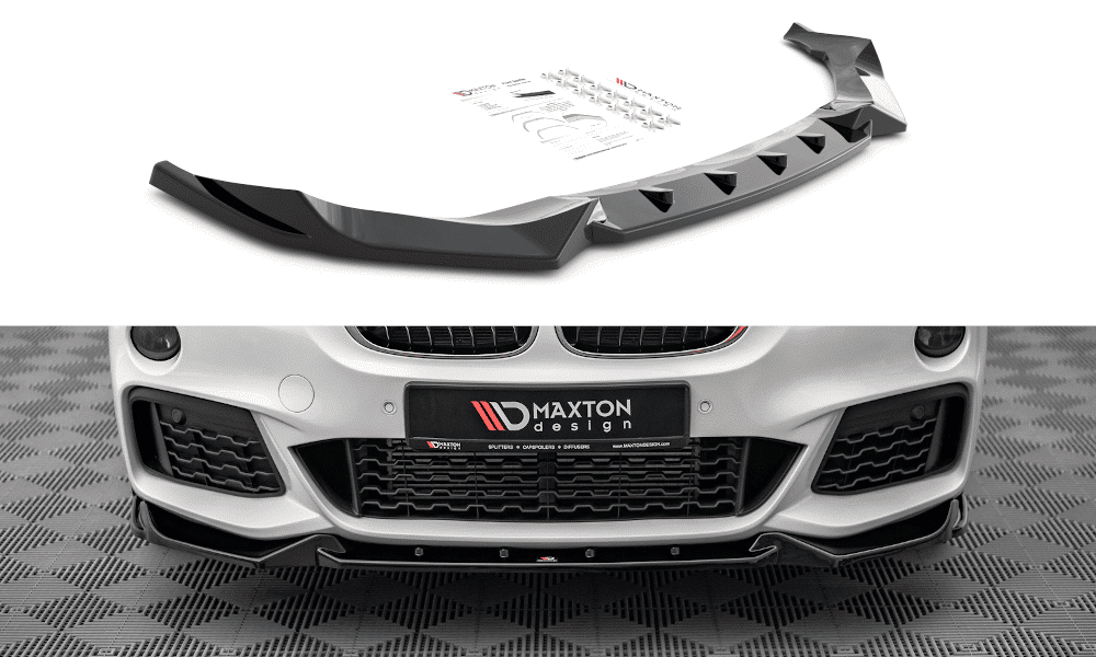 MAXTON DESIGN - Spoiler pod predný náraznik V.2 vhodné pre BMW X1 M-Pack F48,,Čierny lesk