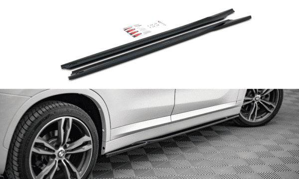 MAXTON DESIGN - Lišty pod prahy vhodné pre BMW X1 M-Pack F48,,Čierny lesk