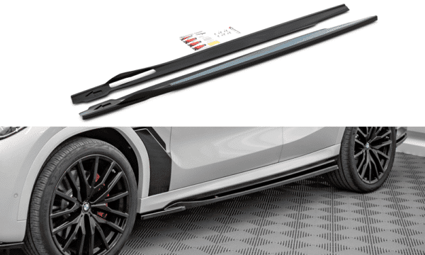 MAXTON DESIGN - Lišty pod prahy vhodné pre BMW X6 M-Pack G06,,Čierny lesk