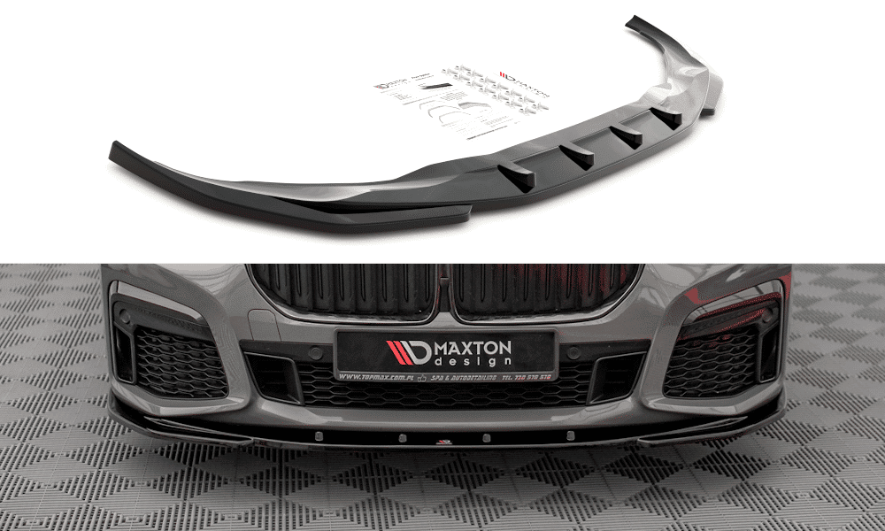 MAXTON DESIGN - Spoiler pod predný náraznik V.1 vhodné pre BMW 7 G11 M-Pack Facelift,,Čierny lesk