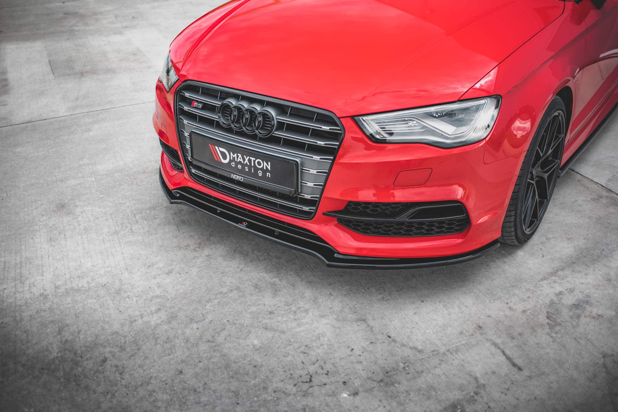 MAXTON DESIGN - Spoiler pod predný náraznik V.2 Audi S3 / A3 S-Line 8V Sedan/Cabrio,,Čierny lesk – Obrázok 3