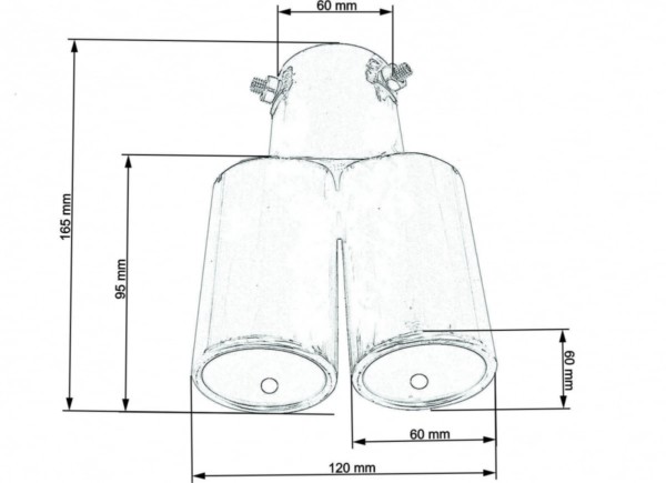 Výfukové potrubie 60x120 mm vstup 60 mm – Obrázok 2