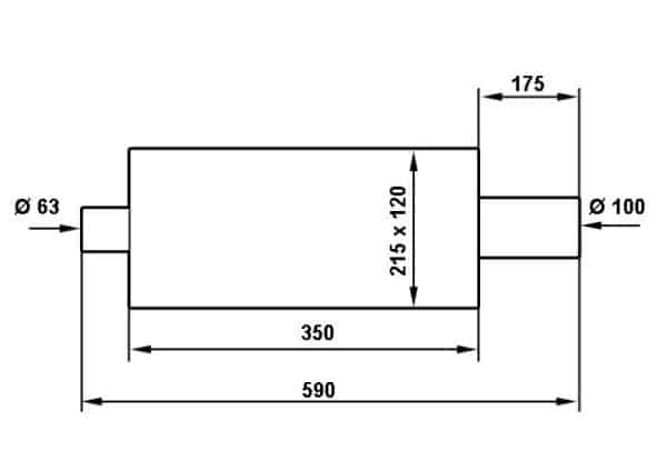 Zadný tlmič výfuku TurboWorks 100 mm vstup 63.5mm – Obrázok 4