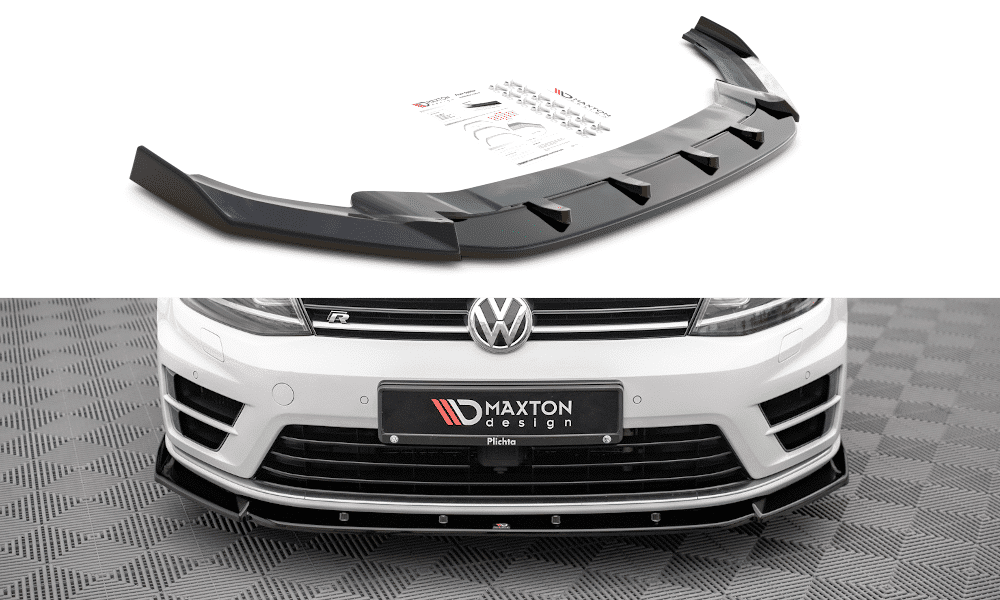 MAXTON DESIGN - Spoiler pod predný nárazník V.4,VOLKSWAGEN GOLF R MK7,Čierny lesk
