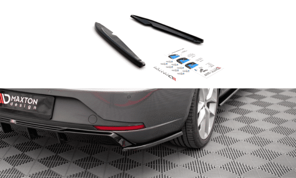 MAXTON DESIGN -Bočné difúzory zadného náraznikaV.2,SEAT LEON FR SPORTSTOURER MK3,Čierny lesk