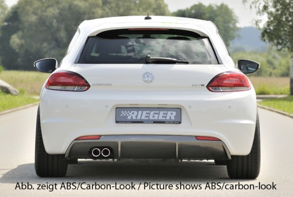 Rieger vložka zadného nárazíka -  VW Scirocco 3 (13) , pre originál dvojité koncovky Ľavá strana, plast ABS, Pre vozidlá s R-Line exterier, 
vrátane-montážne vybavenie, Certifikát