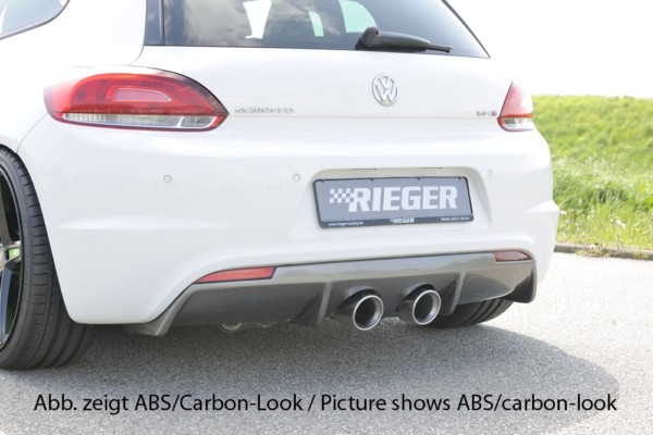 Rieger vložka zadného nárazíka -  VW Scirocco 3 (13) , pre dvojité koncovky, (2x100mm ø), plast ABS, Pre vozidlá s R-Line exterier, 
vrátane- Certifikát,montážne vybavenie