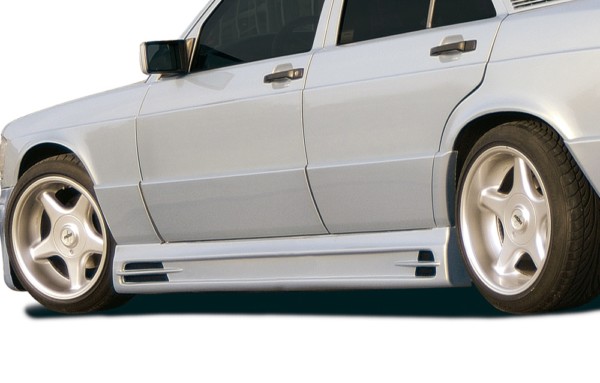 Rieger  nádstavce prahov -  Mercedes 190 (W201) , Pravá strana s priehlbinou a 2 otvormi, plast ABS, 
vrátane- hliniková mriežka, Certifikát,montážne vybavenie