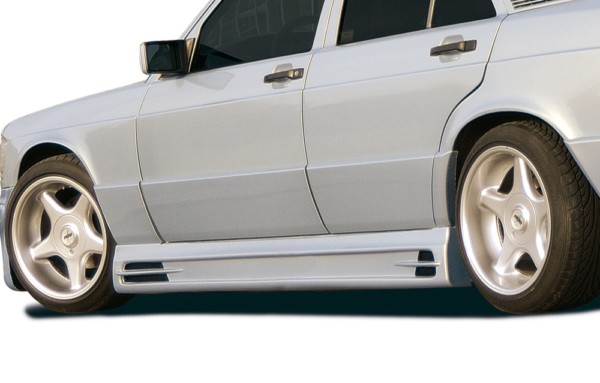 Rieger  nádstavce prahov -  Mercedes 190 (W201) , Ľavá strana, s priehlbinou a 2 otvormi, plast ABS, 
vrátane- hliniková mriežka, Certifikát,montážne vybavenie
