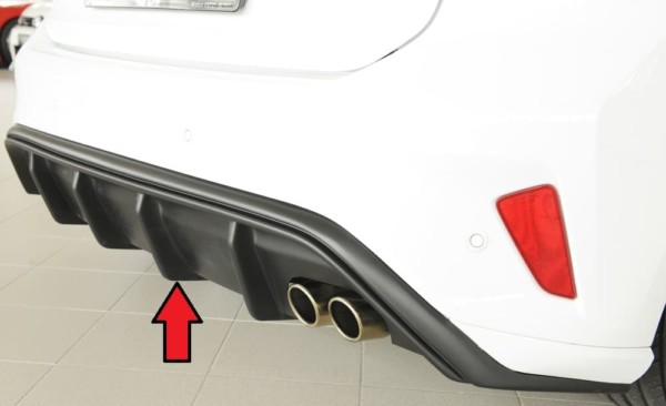 Rieger vložka zadného nárazíka -  pred Focus 4 (DEH) , pre originál dvojité koncovky Pravá strana (2x70mm ø), plast ABS, Pre vozidlá s ST-Line, 
vrátane-montážne vybavenie, Certifikát