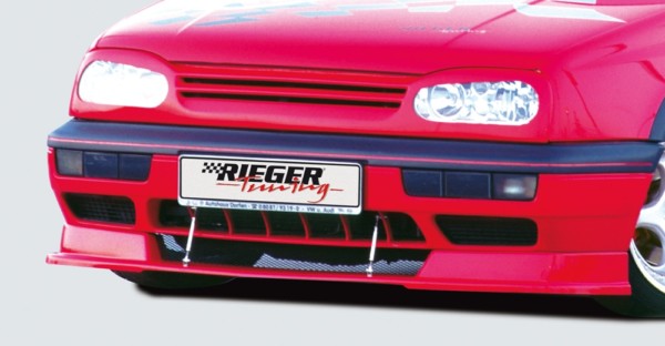 Rieger  predný spoiler -  VW Golf 3 , s interovaným splitrom, plast ABS, 
vrátane- hliniková mriežka, Certifikát,montážne vybavenie