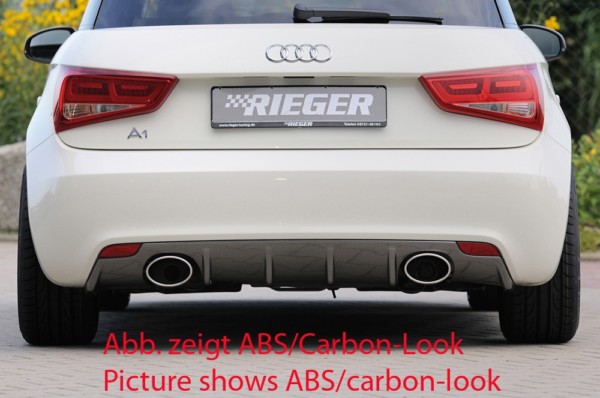 Rieger vložka zadného nárazíka -  Audi A1 (8X) , pre športové koncovky Ľavá strana + Pravá strana (140x90mm oval), plast ABS, Pre vozidlá bez S-Line exterier, 
vrátane-montážne vybavenie, Certifikát