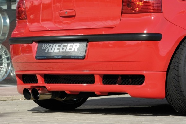 Rieger zadný podnáraznik -  VW Polo 5 (9N) , plast ABS, 
vrátane- hliniková mriežka, Certifikát,montážne vybavenie