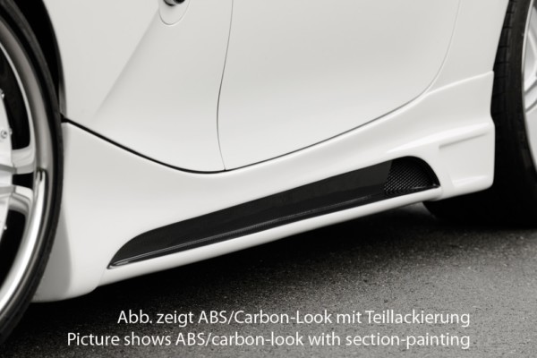 Rieger  nádstavce prahov -  BMW Z4 (E85) , Pravá strana s priehlbinou, s otvorom,, plast ABS, 
vrátane- hliniková mriežka,montážne vybavenie, Certifikát