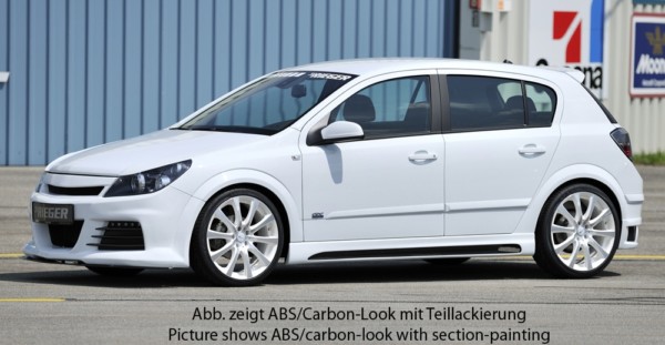 Rieger  nádstavce prahov -  Opel Astra H , Ľavá strana, s priehlbinou, s otvorom,, plast ABS, 
vrátane-montážne vybavenie, hliniková mriežka – Obrázok 2