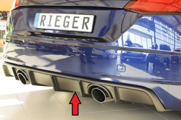 Rieger vložka zadného nárazíka -  Audi TT (8J-FV/8S) , pre originál koncovky Ľavá strana + Pravá strana plast ABS, Pre vozidlá s
s S-Line exterier (predfacelift),
bez S-Line exterier (facelift), 
vrátane-montážne vybavenie, Certifikát
