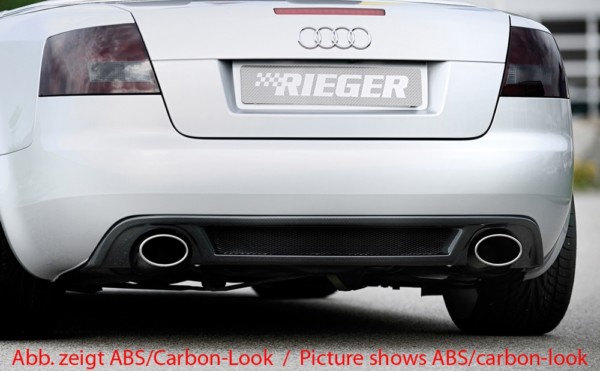 Rieger zadný podnáraznik -  Audi A4 (8H) , pre športové koncovky Ľavá strana + Pravá strana (140x90mm oval), plast ABS, 
vrátane- hliniková mriežka,montážne vybavenie, Certifikát