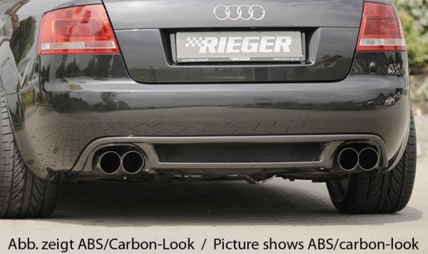 Rieger zadný podnáraznik -  Audi A4 (8H) , pre dvojité koncovky Ľavá strana + Pravá strana (4x90mm ø), plast ABS, 
vrátane- hliniková mriežka,montážne vybavenie, Certifikát