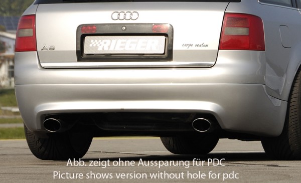 Rieger zadný podnáraznik S6-Look -  Audi A6 (4B) , plast ABS, Pre vozidlá s parkovacími senzorami (pdc), 
vrátane- Certifikát,montážne vybavenie