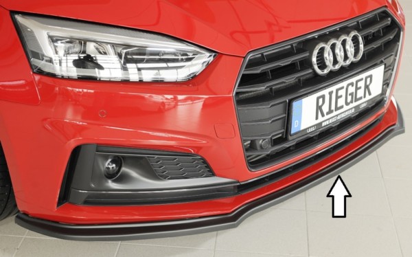 Rieger  splitter -  Audi A5 (B9/F5) , pre original  nárazník, plast ABS, Pre vozidlá s S-Line exterier, 
vrátane-montážne vybavenie,