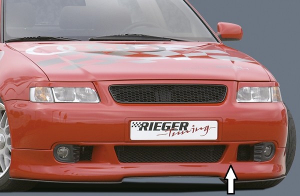 Rieger  predný spoiler -  Audi A3 (8L) , s recess pre fog lights, plast ABS, 
vrátane- hliniková mriežka, Certifikát,montážne vybavenie