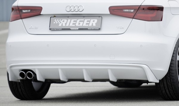 Rieger vložka zadného nárazíka -  Audi A3 (8V) , pre dvojité koncovky Ľavá strana , plast ABS, Pre vozidlá bez S-Line exterier, 
vrátane-montážne vybavenie, Certifikát