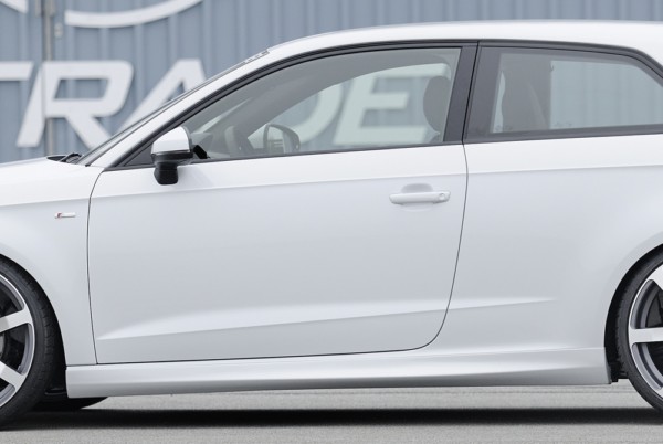 Rieger  nádstavce prahov -  Audi A3 (8V) , Ľavá strana, plast ABS, Pre vozidlá s S-Line exterier a bez S-Line exterier, 
vrátane-montážne vybavenie, Certifikát