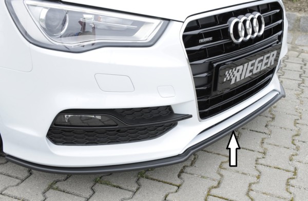 Rieger  spoiler predneho nárazníka -  Audi A3 (8V) , , pre original  nárazník, plast ABS, Pre vozidlá s S-Line exterier, 
vrátane-montážne vybavenie,