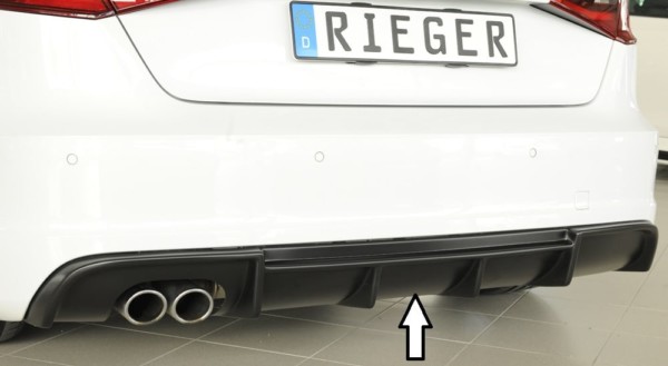 Rieger vložka zadného nárazíka -  Audi A3 (8V) , pre dvojité koncovky Ľavá strana , plast ABS, Pre vozidlá s S-Line exterier, 
vrátane-montážne vybavenie, Certifikát