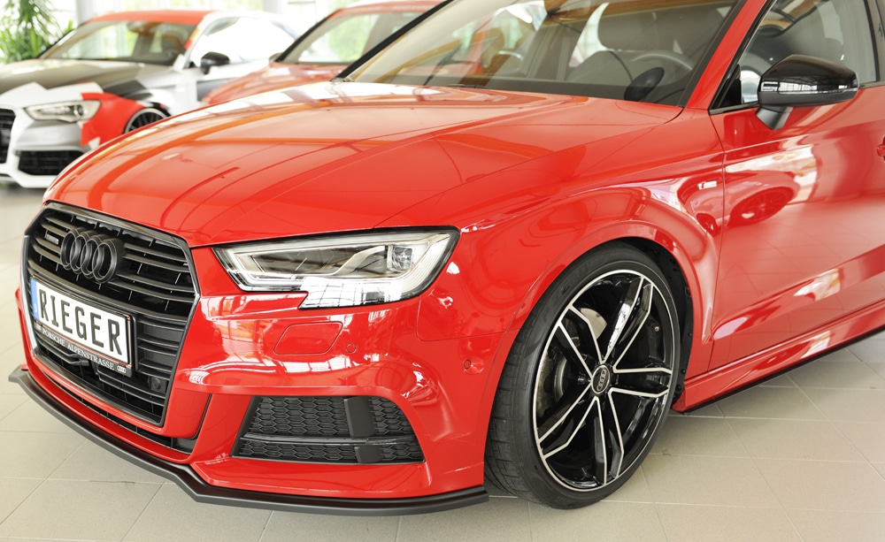 Rieger splitter - Audi A3 (8V) , pre original nárazník, plast ABS, Pre vozidlá s S-Line exterier,
vrátane-montážne vybavenie, – Obrázok 3