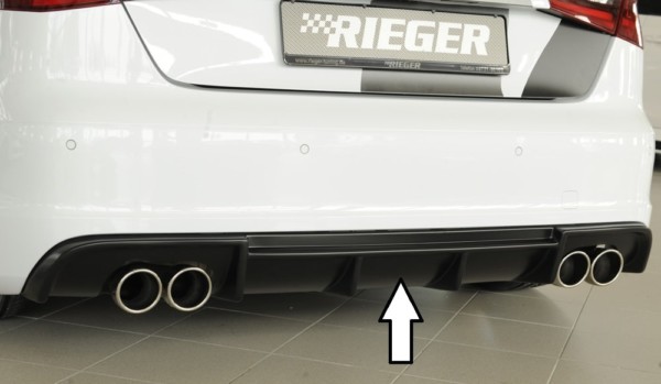 Rieger vložka zadného nárazíka -  Audi A3 S3 (8V) , pre originál dvojité koncovky Ľavá strana + Pravá strana plast ABS, Pre vozidlá s S-Line exterier, 
vrátane-montážne vybavenie, Certifikát