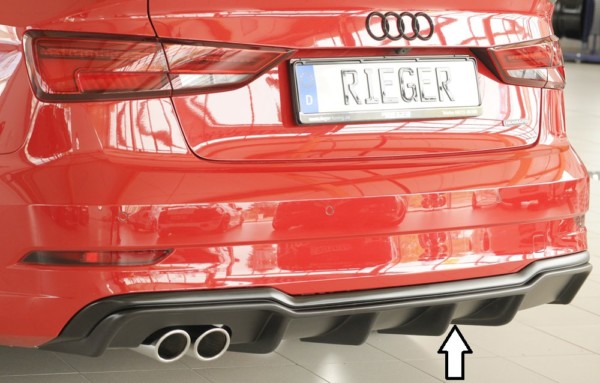 Rieger vložka zadného nárazíka -  Audi A3 (8V) , pre dvojité koncovky Ľavá strana , plast ABS, Pre vozidlá s S-Line exterier, 
vrátane-montážne vybavenie, Certifikát