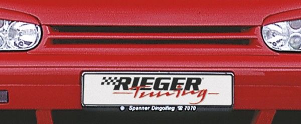 Rieger  grill s 1 rib -  VW Golf 4 , bez recess pre emblem, plast ABS, 
Certifikát,montážne vybavenie