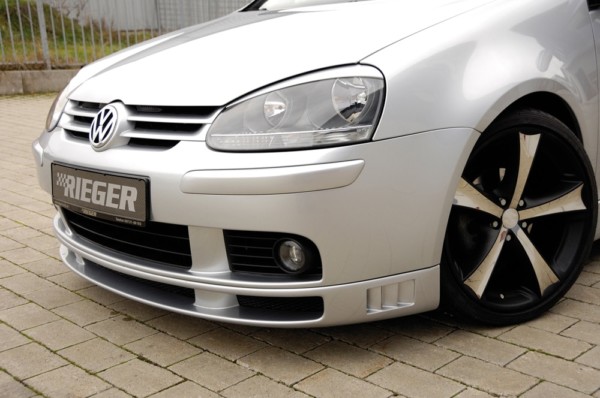 Rieger  predný spoiler -  VW Golf 5 , s side ribs, plast ABS, 
vrátane- hliniková mriežka,montážne vybavenie,