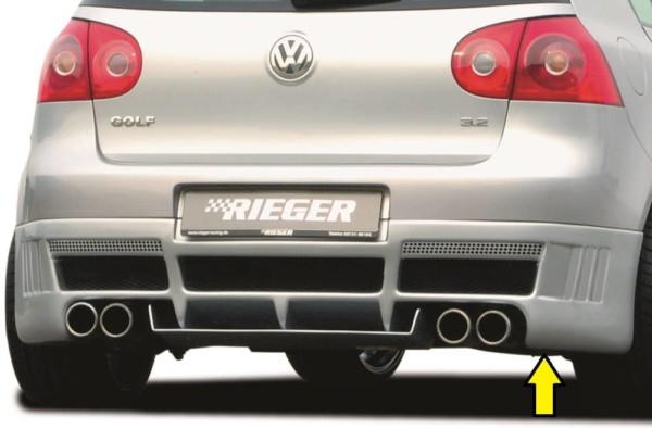 Rieger zadný podnáraznik -  VW Golf 5 , s lateral ribs, s drillings, closed, plast ABS, 
vrátane- hliniková mriežka,montážne vybavenie,