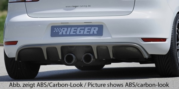 Rieger vložka zadného nárazíka -  VW Golf 6 , pre dvojité koncovky, plast ABS, 
vrátane-montážne vybavenie, Certifikát