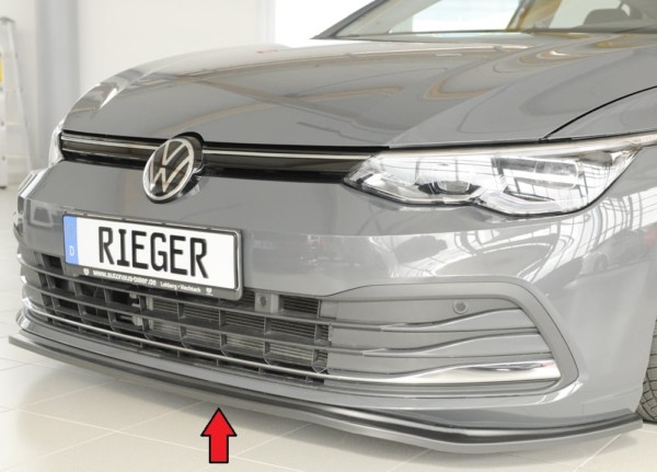 RIEGER -  Spoiler predneho nárazníka -  VW Golf 8 , pre original  nárazník, plast ABS, 
vrátane-montážne vybavenie,