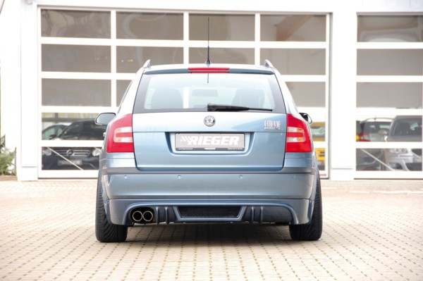 Rieger zadný podnáraznik -  Skoda Octavia (1Z) , pre koncovku na  Ľavá strana, plast ABS, vrátane- hliniková mriežka,montážne vybavenie, Certifikát