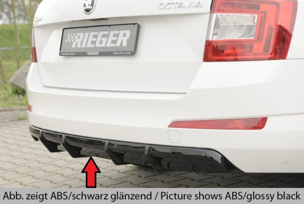 Rieger vložka zadného nárazíka -  Skoda Octavia (5E) , plast ABS, Pre vozidlá s parkovacími senzorami (pdc), tažného, bez tažného, 
vrátane-montážne vybavenie, Certifikát
