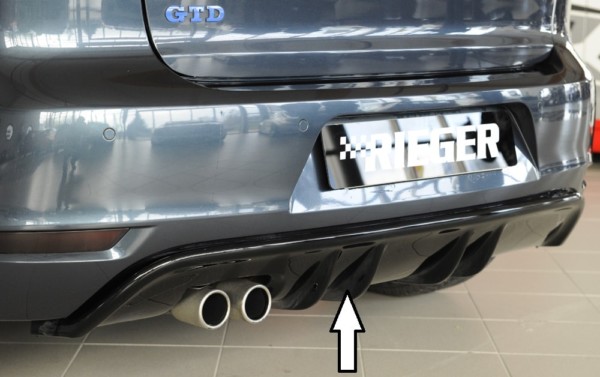 Rieger vložka zadného nárazíka -  VW Golf 6 , pre originál dvojité koncovky Ľavá strana, plast ABS,Čierny lesk, 
vrátane-montážne vybavenie, Certifikát
