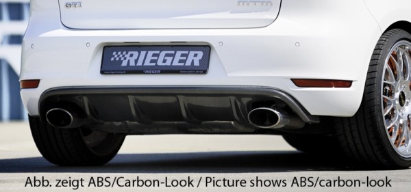Rieger vložka zadného nárazíka -  VW Golf 6 GTD , pre športové koncovky Ľavá strana + Pravá strana (145x90mm oval), plast ABS,Čierny lesk, 
vrátane-montážne vybavenie, Certifikát