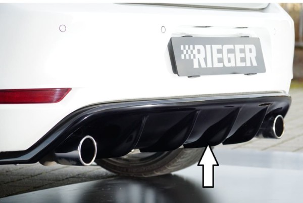 Rieger vložka zadného nárazíka -  VW Golf 6 GTI , pre originál koncovky Ľavá strana + Pravá strana plast ABS,Čierny lesk, 
vrátane-montážne vybavenie, Certifikát
