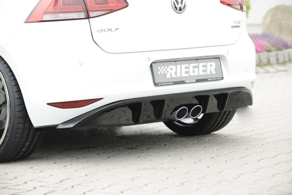 Rieger vložka zadného nárazíka -  VW Golf 7 , pre dvojité koncovky, plast ABS,Čierny lesk, 
vrátane-montážne vybavenie, Certifikát