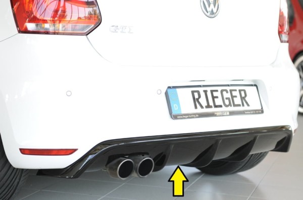 Rieger vložka zadného nárazíka -  VW Polo 6 GTI (6R) , pre dvojité koncovky Ľavá strana , plast ABS,Čierny lesk, 
vrátane-montážne vybavenie, Certifikát